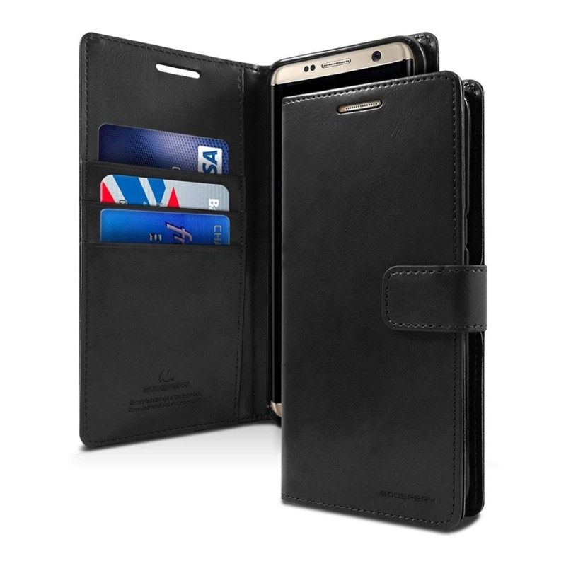 Samsung Galaxy S7 Leather Wallet Flip Diary Case Cover - Black