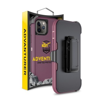 iPhone 12 Pro Max Rugged Armor Belt Clip Holster Case Cover - Navy
