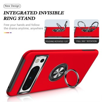 Google Pixel 8 Pro Shockproof with Ring Holder Stand Case Cover - Pink