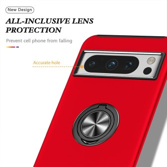 Google Pixel 8 Pro Shockproof with Ring Holder Stand Case Cover - Red