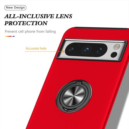 Google Pixel 8 Pro Shockproof with Ring Holder Stand Case Cover - Red