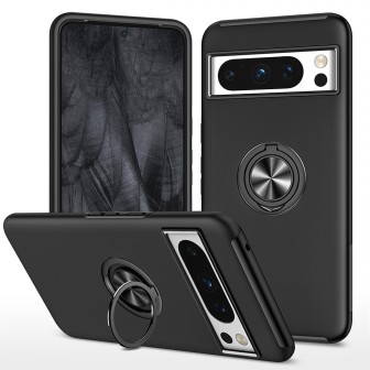 Google Pixel 8 Pro Shockproof with Ring Holder Stand Case Cover - Red