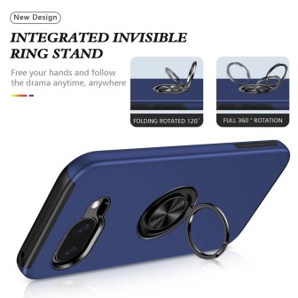 Google Pixel 10A Shockproof with Ring Holder Stand Case Cover - Blue