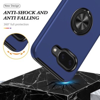 Google Pixel 10A Shockproof with Ring Holder Stand Case Cover - Blue