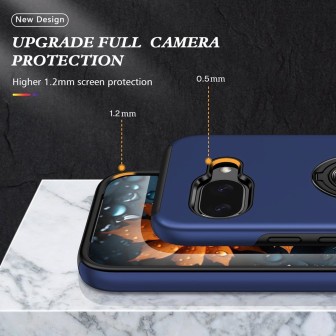 Google Pixel 10A Shockproof with Ring Holder Stand Case Cover - Blue