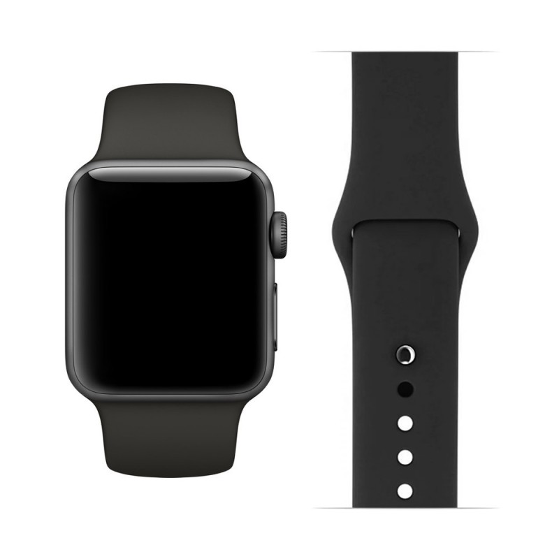 Apple Watch Silicone Sports Band for 42mm / 44mm / 45mm / 49mm - Black