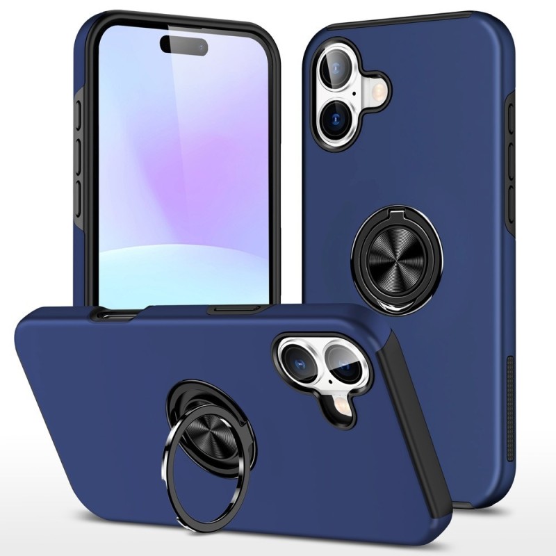 iPhone 17 Air Shockproof with Ring Holder Stand Case Cover - Navy
