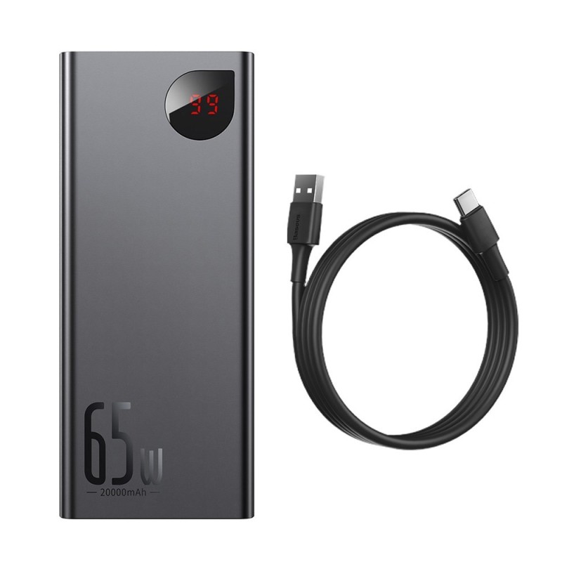 Premium Premium Metal Digital Display Quick Charge Power Bank 20000mAh - Black
