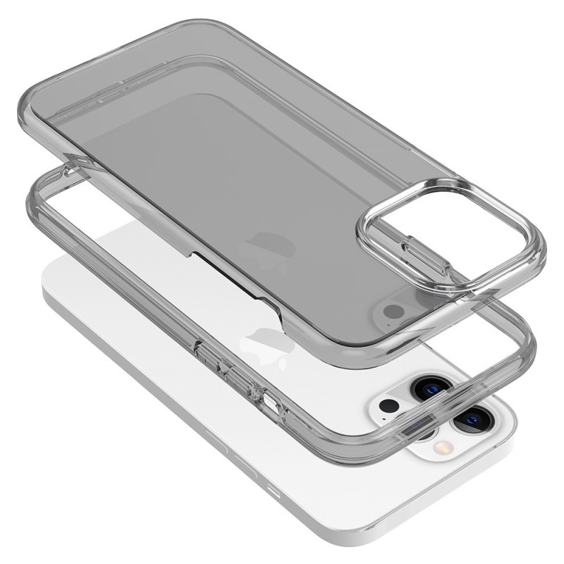 iPhone 14 Pro Max Slim Shockproof Clear Case Cover - Clear Black