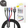 Premium 4 in 1 Nylon Braided Cable (2 x Lightning/Type-C/Micro USB) 3.5A 1.2m
