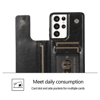 Samsung Galaxy S21 Ultra Leather Wallet Flip Diary Case Cover - Rose G