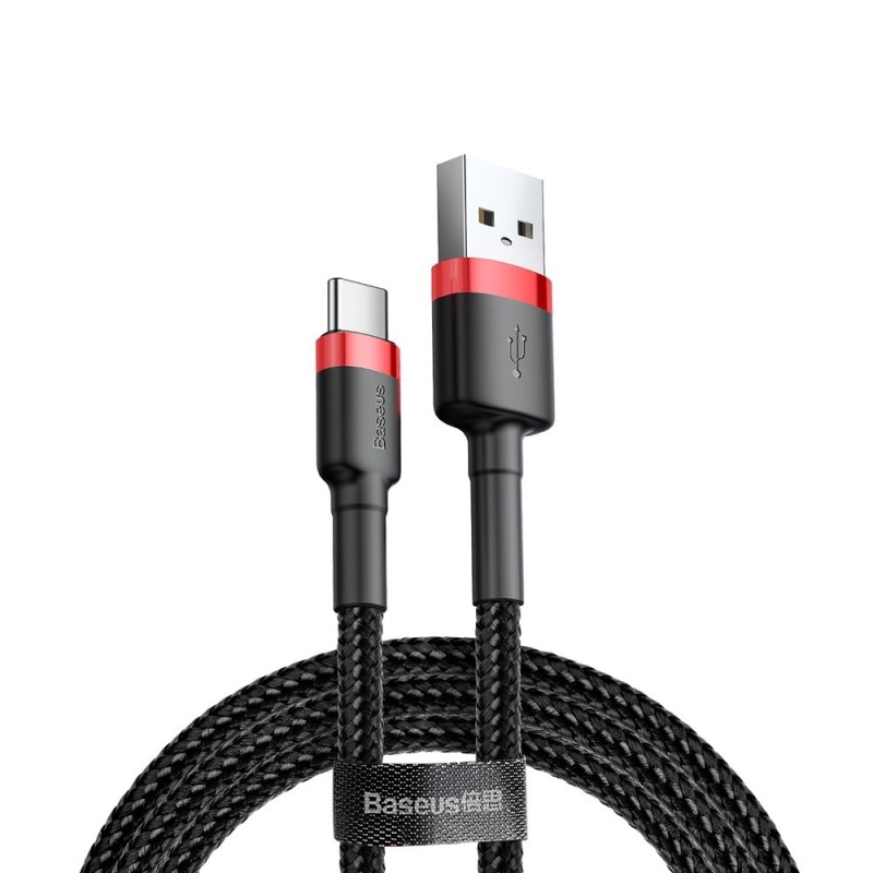 Premium Cafule USB to Type-C Cable 3A 1m for iPhone 15 / 16 Series - Black / Red