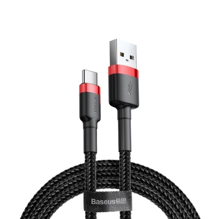 Premium Cafule USB to Type-C Cable 3A 1m for iPhone 15 / 16 Series - Black / Red