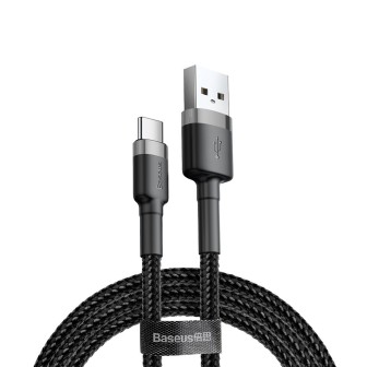 Premium Cafule USB to Type-C Cable 2A 2m for iPhone 15/16 Series - Black/Grey