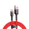 Premium Cafule USB to Type-C Cable 2A 2M for iPhone 15 / 16 Series - Black / Red