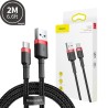 Premium Cafule USB to Type-C Cable 2A 2M for iPhone 15 / 16 Series - Black / Red