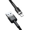 Premium Cafule Fast Charge USB Data Charging Cable for iPhone 0.5M - Black/Grey