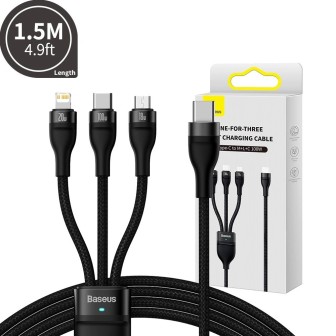 Premium Flash Series 2 One Drag Three Quick Charging Wire Type-C to M+L+C 100W