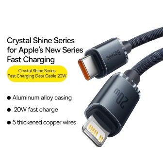 CW-FXP Premium Crystal Shine Series Fast Charging Data Cable Type-C to Lightning