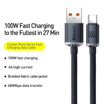 CW-FXP Premium Crystal Shine Series Fast Charging Data Cable USB to Type-C 100W