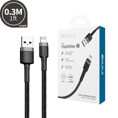 Premium Braided Lightning to USB-A Fast Charging Cable 0.3M | Australia