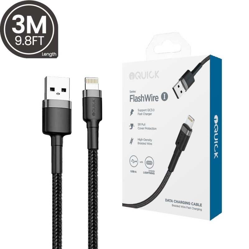 Premium Braided Lightning to USB-A Fast Charging Cable 3M | Australia