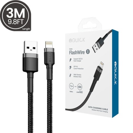 Premium Braided Lightning to USB-A Fast Charging Cable 3M | Australia