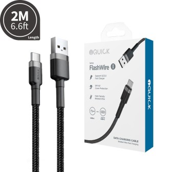 Premium Braided USB-C to USB-A Fast Charging Cable 2M for iPhone 15 /