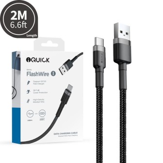 Premium Braided USB-C to USB-A Fast Charging Cable 2M for iPhone 15 /