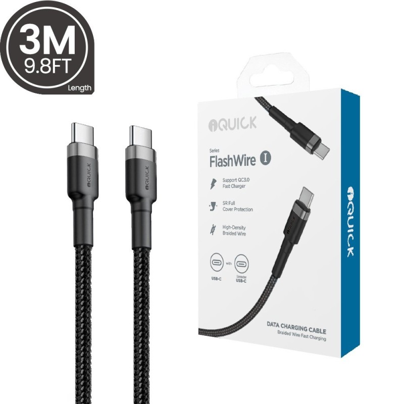 Premium Braided USB-C to USB-C Fast Charging Cable 3M for iPhone 15 /