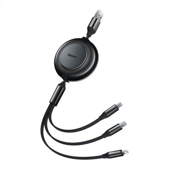 Premium Bright Mirror 2 Series Retractable 3-in-1 Fast Charging Data Cable USB