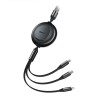 Premium Bright Mirror 2 Series Retractable 3-in-1 Fast Charging Data Cable USB