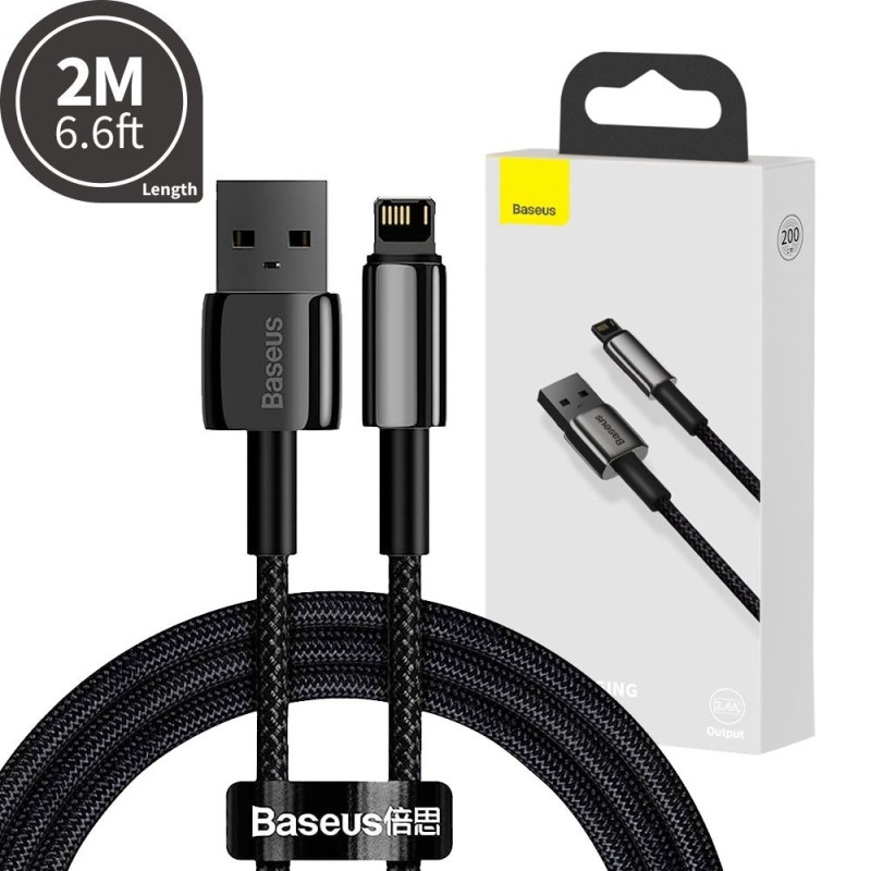 Premium Tungsten Gold Fast Charging Data Cable USB to Lightning 2.4A