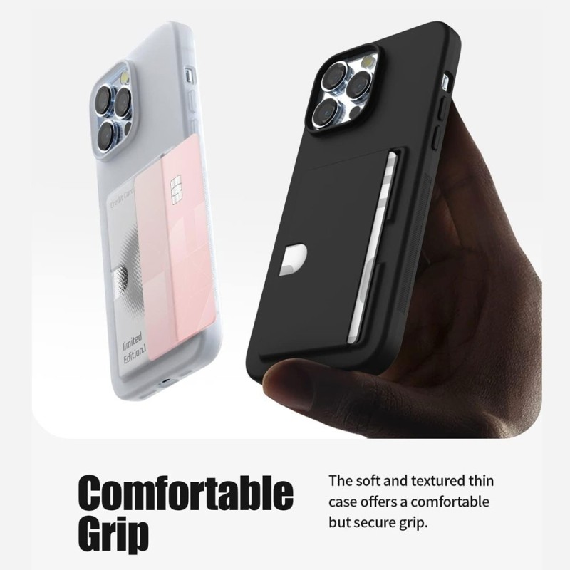 iPhone 14 Pro Max Card Holder with 2 Card Slots Case Cover - Frosted C