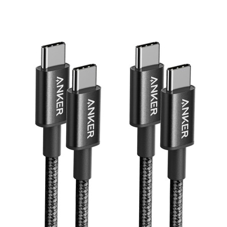 iPhone 15 16 17 USB-C to USB-C Cable 60W Braided 3.3ft 2-Pack - Black