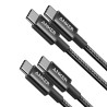 iPhone 15 16 17 USB-C to USB-C Cable 60W Braided 3.3ft 2-Pack - Black