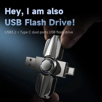 Premium 1TB 360° Funny Gyroscope Pendrive 550MB/s USB 3.2 Type-C Flash Drive