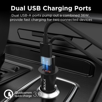 Premium CQ1 36W Fast Car Charging Dual USB-A Ports | Australia