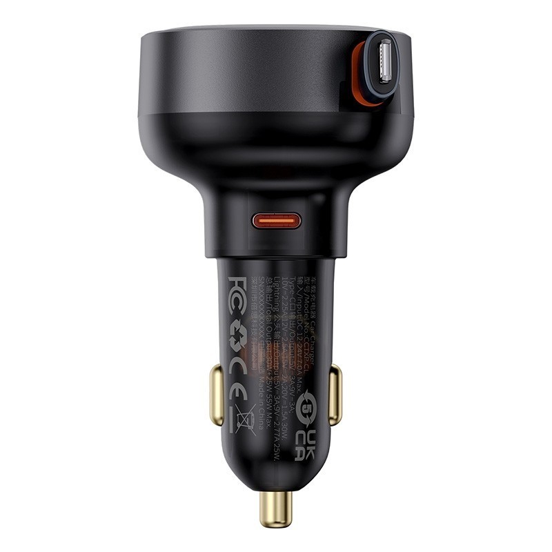 Premium Enjoyment Pro Car Charger C+Retractable iP Cable 55W
