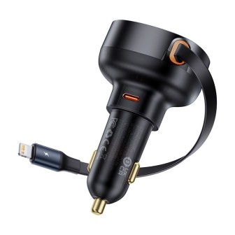 Premium Enjoyment Pro Car Charger C+Retractable iP Cable 55W