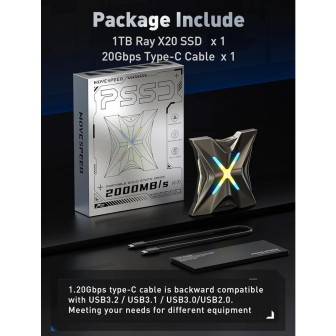Premium Magnetic RX20 2000MB/s Read with RGB Streamer Light Portable SSD