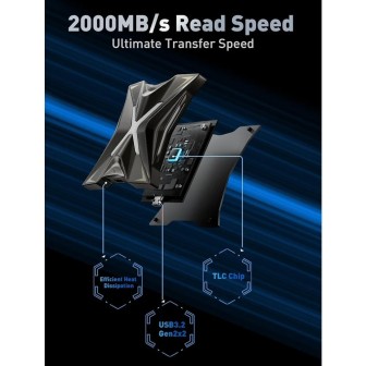 Premium Magnetic RX20 2000MB/s Read with RGB Streamer Light Portable SSD