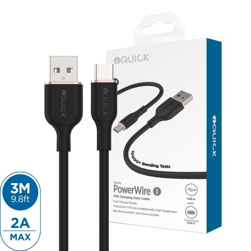 Premium PowerWire 1 Series TPE Charging Data Cable USB to Type-C 3m - White
