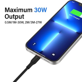 Premium PowerWire 1 Series TPE Charging Data Cable Type-C to Lightning - Black