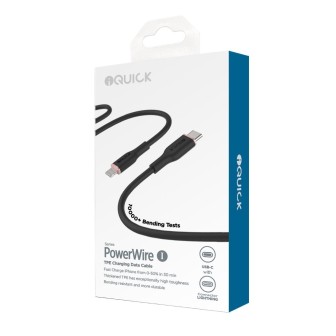 Premium PowerWire 1 Series TPE Charging Data Cable Type-C to Lightning - Black
