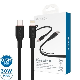Premium PowerWire 1 Series TPE Charging Data Cable Type-C to Lightning - White