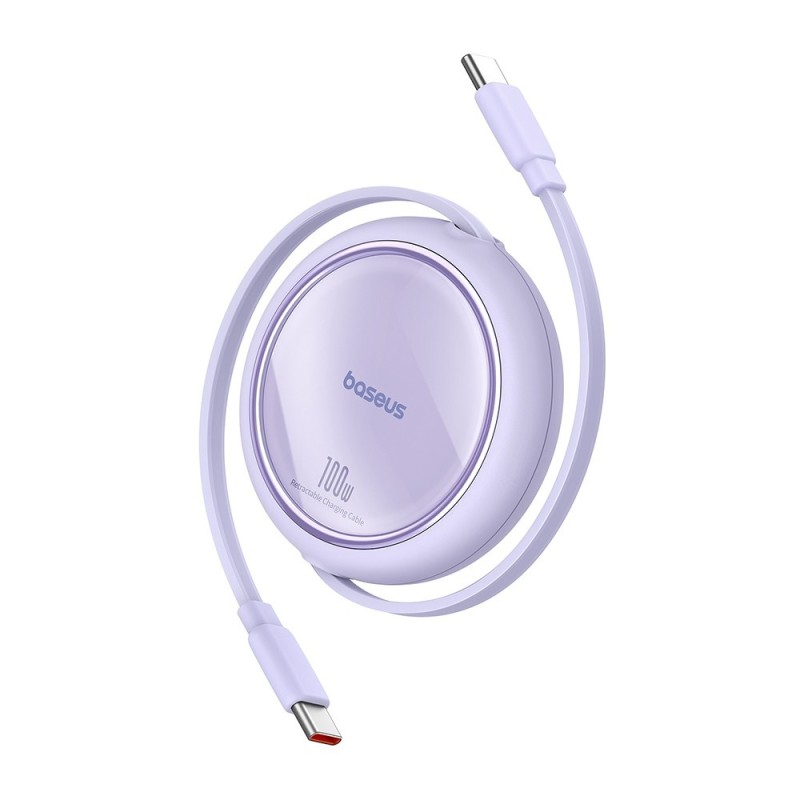 Premium Free2Draw Mini Retractable Charging Cable Type-C to Type-C 100W - Purple