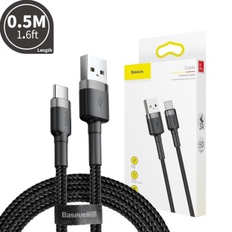 Premium Cafule USB to Type-C Cable 3A 0.5m for iPhone 15/16 Series - Black/Red