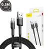 Premium Cafule USB to Type-C Cable 3A 0.5m for iPhone 15/16 Series - Black/Red