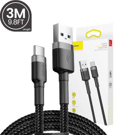 Premium Cafule USB to Type-C Cable 2A 3m for iPhone 15/16 Series - Deep